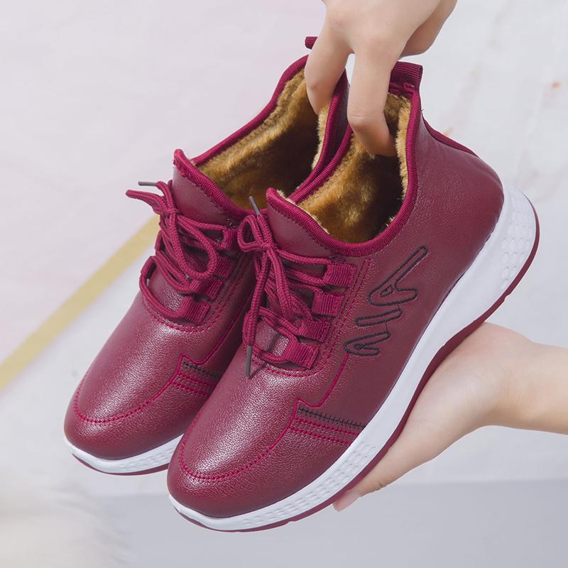 Winter Waterproof Warm Snow Boots Women Plus Velvet Thick Waterproof Cotton Shoes Women Comfortable Flat Shoes