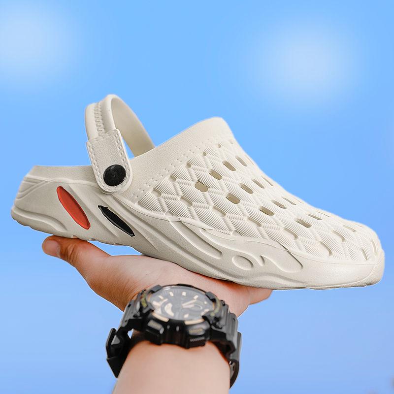 Hole Shoes Men's Summer Korean Trend Outdoor Beach Shoes Sandals Personality Half Drag Dual-use Sandals Tide Men's Slippers