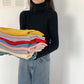 Solid Color Turtleneck Sweater Women New All-match Autumn Winter Slim Slimming Long-sleeved T-shirt Bottoming Shirt Tops