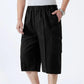 Men's Summer Cropped Pants Large Size Casual Loose Cotton Comfortable Breathable Cool Shorts Pockets Decorative Overalls Shorts