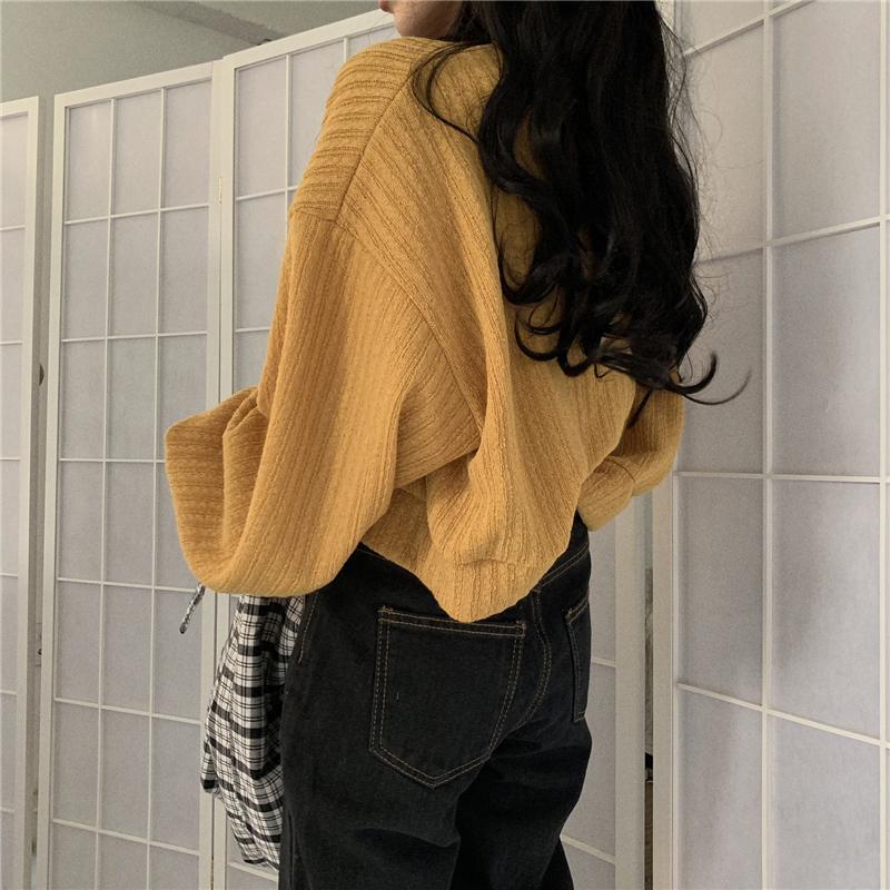 Winter Sweaters Women Lantern Sleeve Plus Size Loose V Neck Pullovers Knitted Jumper 2021 Fall New Fashion Black Oversized Harajuku Sweaters