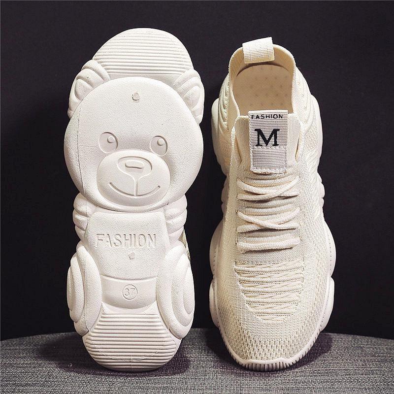 Sports Shoes Female Ins Breathable Lightweight Flying Woven Shoes Female Students Wild Running Shoes