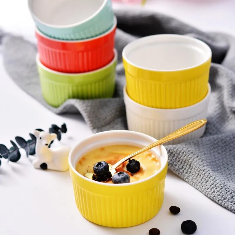 Nordic Household Single Baking Bowl Baked Dessert Pudding Cute Ceramic Bowl Steamed Egg Mold Small Bowl