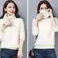 Autumn and Winter Mohair Turtleneck Sweater Short Loose Knit Bottoming Shirt Casual Women's Top