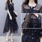Dress Women Elegant Formal Women's Floral Dress Summer Slim Chiffon Dress Waist Slim Beach Chic Dress