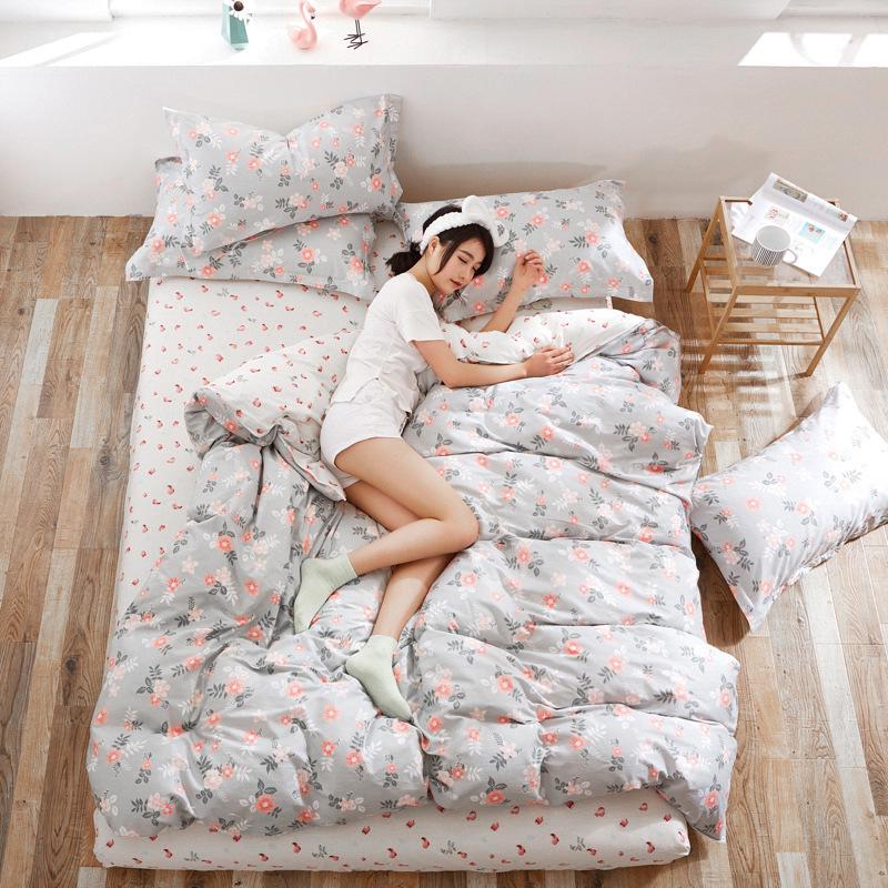 4pcs Cotton Bed Cover Bedding Sheet Sets Wedding Bed Sets