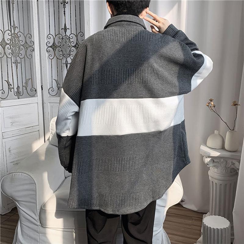 Men's Black and White Knitted Jacket Men's Design Sense Niche Jacket Senior Spring and Autumn