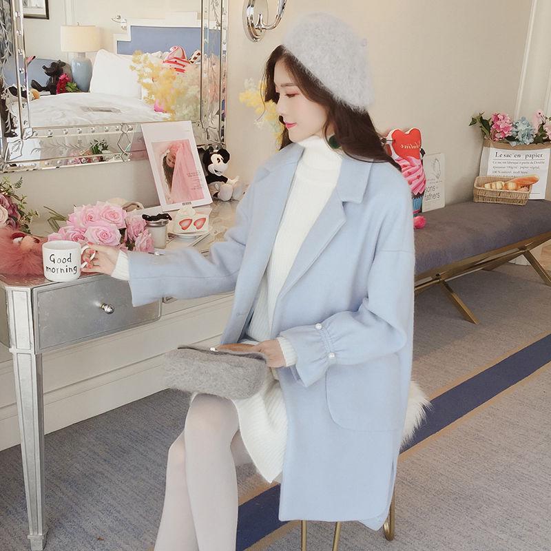 2019 Autumn and Winter Woolen Coat Female Mid-Long Women's Outerwear Woolen Coat Women Jacket Coat