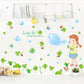 Kindergarten classroom layout self-adhesive clover wall stickers cartoon blowing bubble little girl