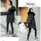 Women's Down Jacket Mid-length Thick Warm Winter Down Jacket Fluffy Big Fur Collar Warm Winter Thick Coat Thick Cotton Jacket Women