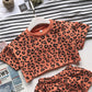 Girls' New Leopard Print Baby Summer Indoor Air-conditioning Suit Short-sleeved Shorts 2-piece Set