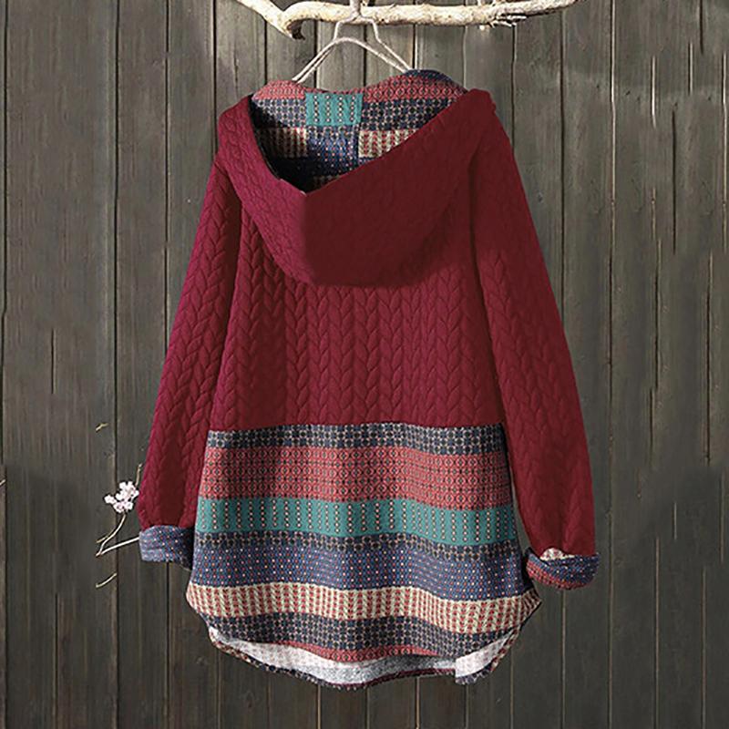 Plus Size Winter Jackets for Women Loose Casual Pullover Hooded  Parkas Coats Button Blouse Shirt Striped Lady Long Oversized Jacket and Coat