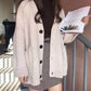 Women's Sweater Coat Loose V-neck Long-sleeved Cardigan Solid Color Sweater with Buttons