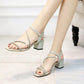 Size 34-39 Women Shiny Slippers Outdoor Bohemian Beach High Heels Wear-resistant Non-slip Office Lady Rhinestone Sexy Sandals