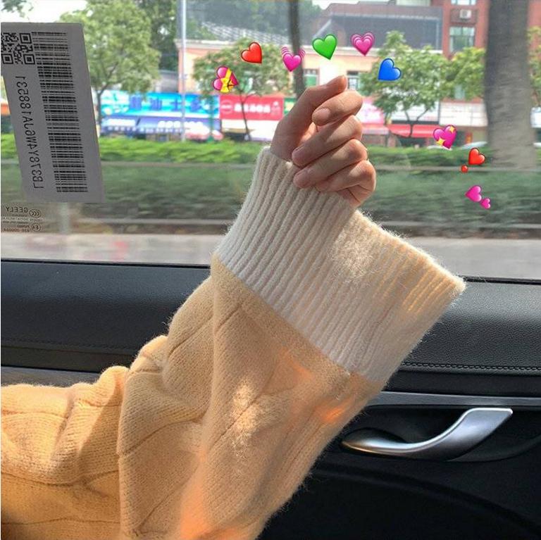 Knitted Pullover Sweaters Korean Style Autumn Women's Clothing Panelled Oversize Tops Long Sleeve