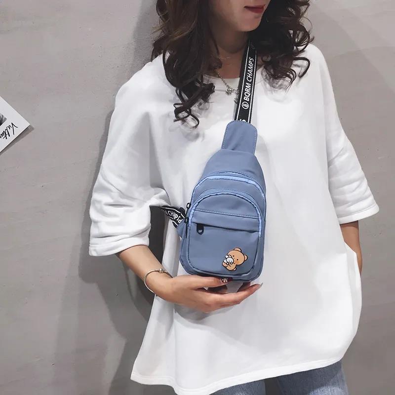 Canvas Bag Women's Casual Simple Solid Color Shoulder Bag Korean Version of Nylon Cloth Cute All-match Messenger Bag