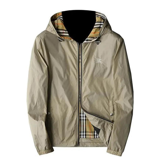 European and American Trendy Brand Plaid Lining Hooded Jacket Men Autumn Light Luxury Thin Casual Youth Jacket Men