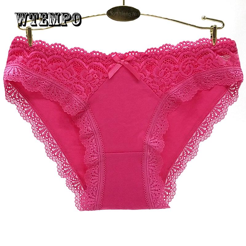WTEMPO 6 Pcs/Lot Woman Intimate hot lace underpants Brief Soft Cotton Women thongs Panties Low Waist
