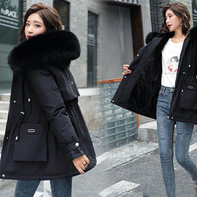 Pai Overcome Women's Padded Jacket Plus Velvet Thickening Was Thin In The Long Section Down Padded Jacket Short Winter Jacket