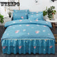 Lace Decoration Non-slip Bed Skirt Queen Size Bedding Set Bedsheet Bedcover Pillowcase Home