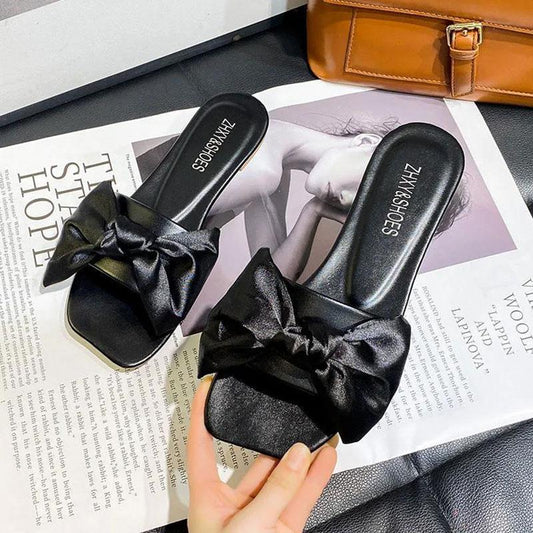 Ladies Summer Bow Sandals and Slippers Fashionable All-match Flip Flops Beach Sandals