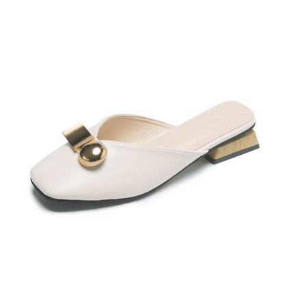 Size 35-40 Women All-match Shiny Slippers Outdoor Diamond High Heels Bohemian Beach Wear-resistant Non-slip Office Lady Baotou Sandals