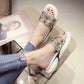 Size35-40 Summer Women Flat Slippers Bohemian Beach Wear-resistant Non-slip Slippers Wedge Platform Leopard Print Sandals Outdoor Crystal High Heels