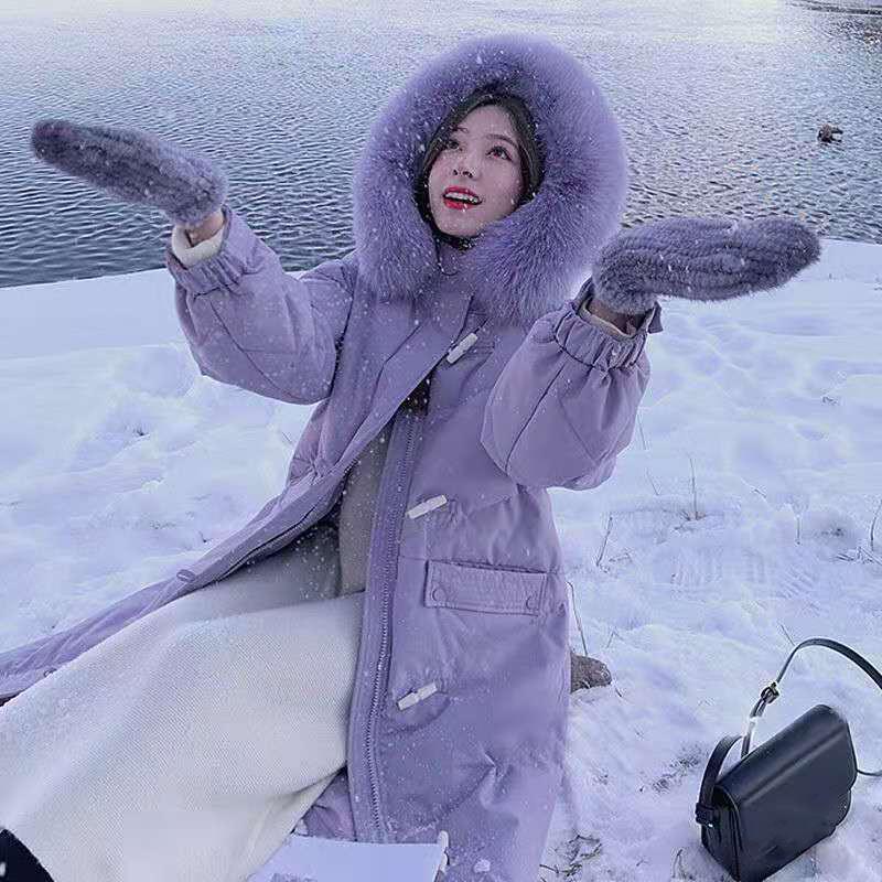 Good Quality Winter Cotton-padded Jacket Women's Mid-length Down Padded Jacket Thickened Warmth Over The Knee Large Fur Collar Padded Jacket