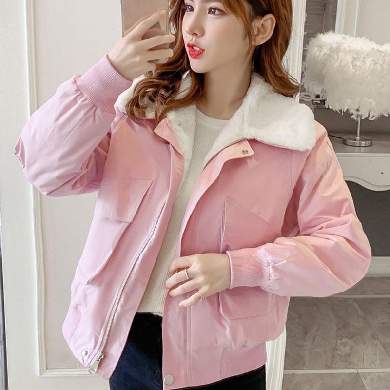 Lamb Wool Coat Women Winter Thick Padded Jacket Small Padded Coat Students All-match Short Padded Coat