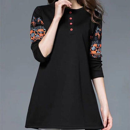 Ethnic Style Printing Blouse Women Long Sleeve Spring New Chic Casual Tops Lady Femme Vintage Pullover