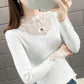 Knit Sweater Slim-fit Sweater Women Autumn and Winter Fashion Outer Wear Lace Collar Bottoming Shirt Young Women Long-sleeved Top