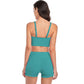 Bikini Swimsuit Women's Sports Drawstring Tankini Plus Size Boxer Solid Color Swimsuit