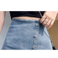 Denim Skirt Women's High Waist Pleated Summer Irregular Fashion All-match Hip Skirt