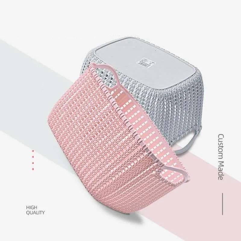 Household Imitation Rattan Plastic Storage Basket Sundries Remote Control Cosmetic Storage Box
