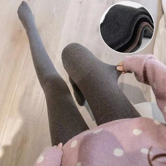 Threaded Leggings Women's Autumn and Winter Plus Velvet Thickening Plus Size Warm Socks Cotton Trousers