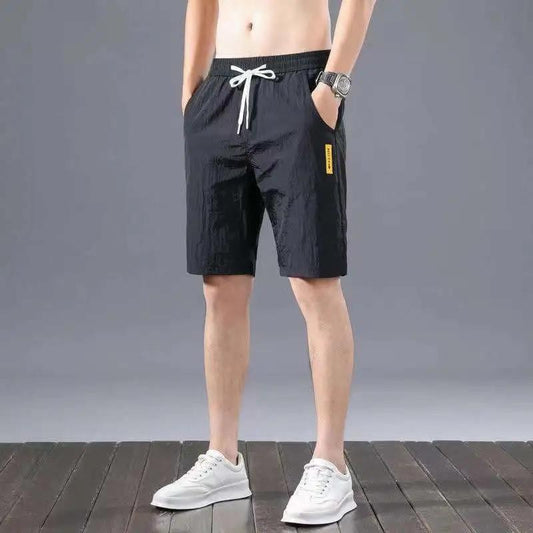 Ice Silk Men's Casual Pants Men's All-match Quick-drying Straight-leg Pants Sports Running Five-point Pants Men's Thin Beach Shorts Men