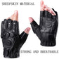 Sheepskin Half-finger Gloves Men's Four Seasons Riding and Driving Motorcycle Outdoor Tactical Training Non-slip Leather Gloves