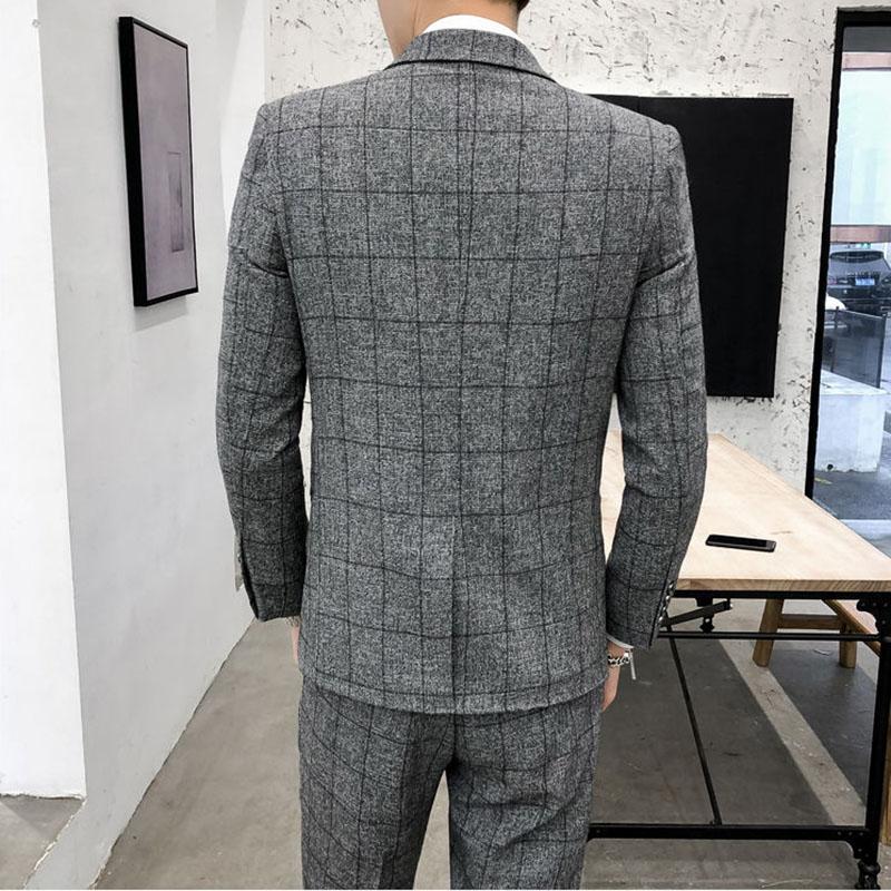 Men's Fashion Suit Solid Color Business Casual Jacket Pants Vest Three-piece Slim Formal Suit Groom Handsome Wedding Dress