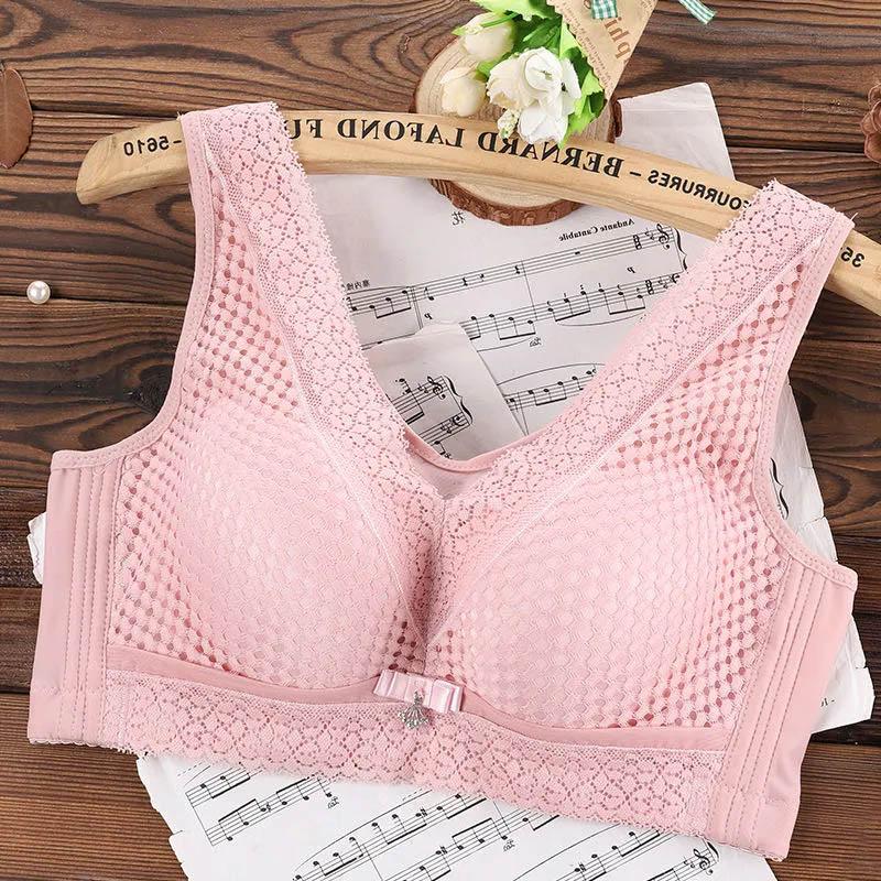 U-shaped Beautiful Back Underwear Without Steel Ring Large Size Thin Comfortable Breathable Shaping Bra Gather Adjustable Lace Bra