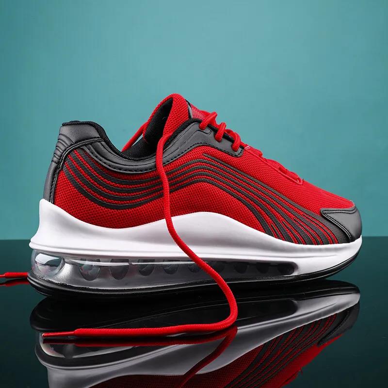 Shoes Men's Air Cushion Heightening Shoes Large Size Shock-absorbing Reflective Men's Shoes Student Sports Running Shoes