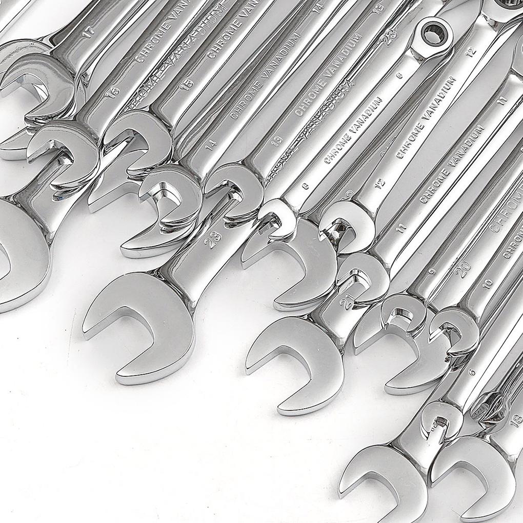 6Mm-32Mm Gear Wrench Chrome Vanadium Steel Metric Fixed Head Ratchet Spanner Hand Tools