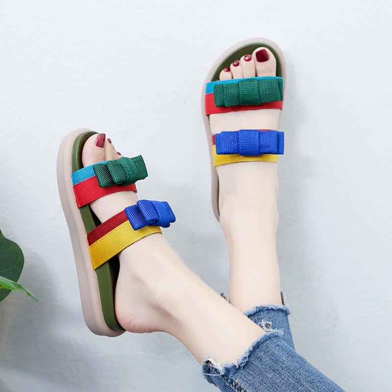 Slippers Women Wear Summer Korean Flat Bottom Net Red Beach Shoes Thick Bottom Sports Sandals and Slippers Ins Tide