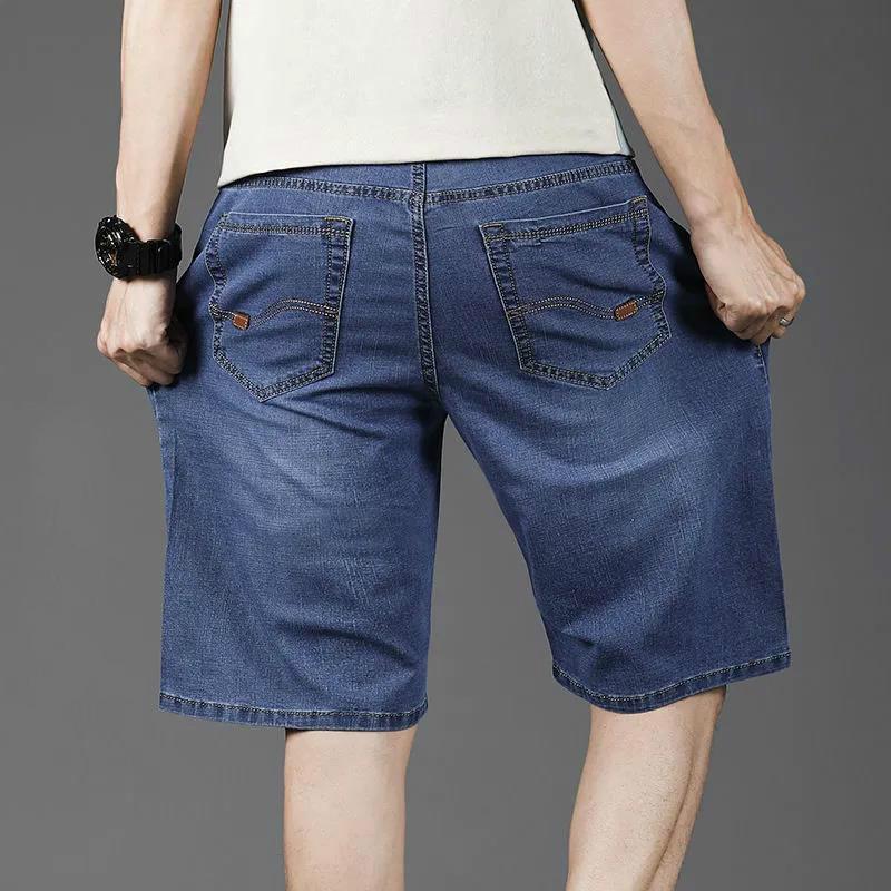Summer Thin Plus Fat Plus Size Denim Shorts Men's Loose Stretch Casual Five-point Pants Fat Guy