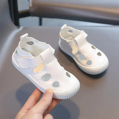 Children's Summer Shoes Anti-slip Soft Sole Princess Flat Shoes Solid Color Hollow Out Casual Cool Shoes