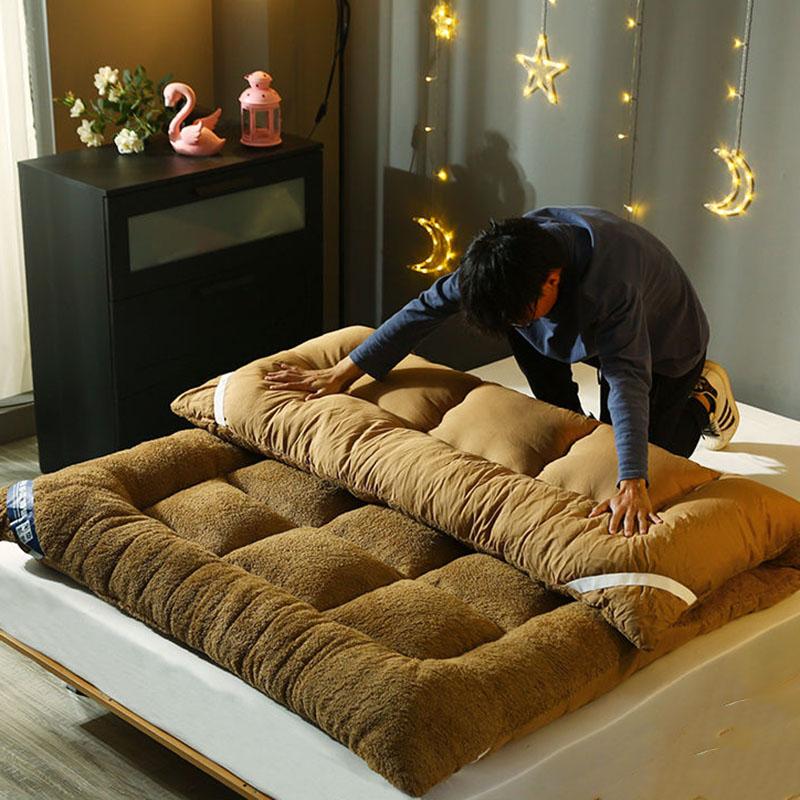 Thick Warm Lamb Velvet Mattress Student Dormitory Single Double Foldable Tatami Non-slip Mattress Mattress