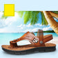 Sandals Man Flip Flops Leather Cowhide Non-slip Leisure Beach Sandals and Slippers