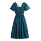 Dress Women's Spring Summer Plus Size Casual Solid Color Dress Square Collar Short Sleeve Open Back Cotton All-match