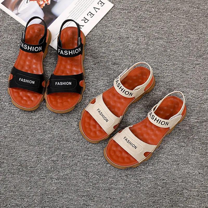 Tendon Sole Sandals Female Summer Fairy Style Flat Sandals Net Celebrity Students All-match Rome