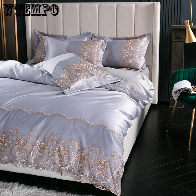 Luxury Duvet Cover Bedding Set Comforter Sets Double Bed Linen Linen Silk Pillowcase 4pcs