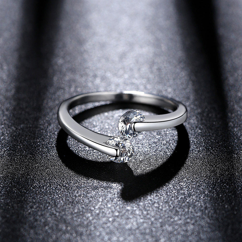 Zircon Full Diamond Bracelet Big Head Double Head Zircon Ring Double Head Zircon Open Diamond Ring Double Round Zircon Ring